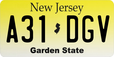 NJ license plate A31DGV