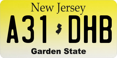 NJ license plate A31DHB