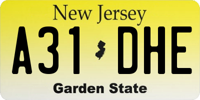 NJ license plate A31DHE