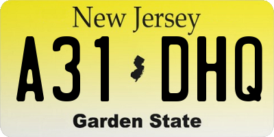 NJ license plate A31DHQ