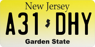 NJ license plate A31DHY