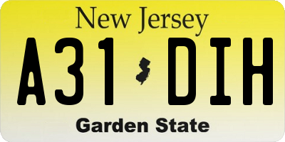 NJ license plate A31DIH