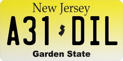 NJ license plate A31DIL