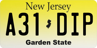 NJ license plate A31DIP
