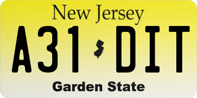 NJ license plate A31DIT