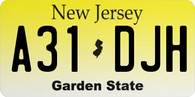 NJ license plate A31DJH
