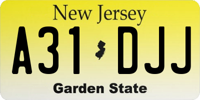 NJ license plate A31DJJ