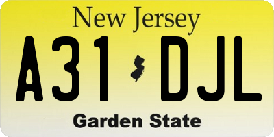 NJ license plate A31DJL