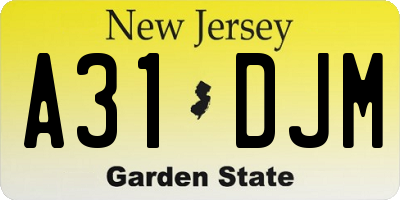 NJ license plate A31DJM
