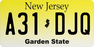 NJ license plate A31DJQ