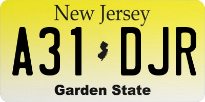 NJ license plate A31DJR