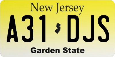 NJ license plate A31DJS