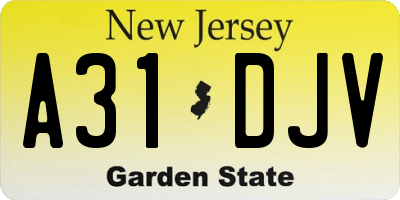 NJ license plate A31DJV