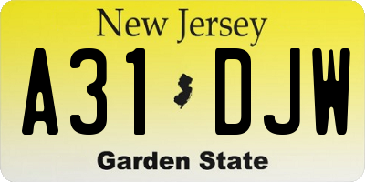 NJ license plate A31DJW