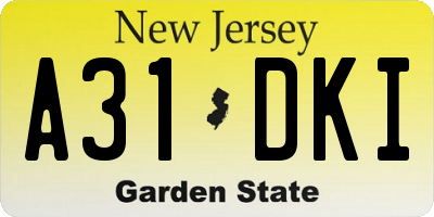NJ license plate A31DKI