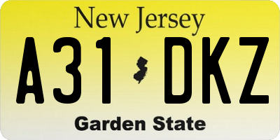 NJ license plate A31DKZ