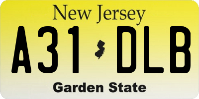 NJ license plate A31DLB