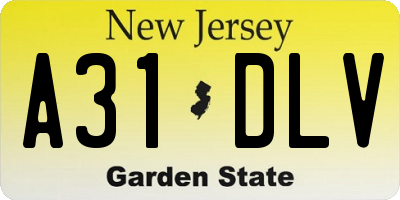 NJ license plate A31DLV