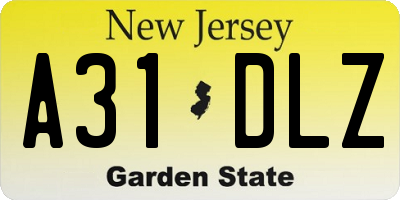 NJ license plate A31DLZ