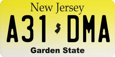 NJ license plate A31DMA