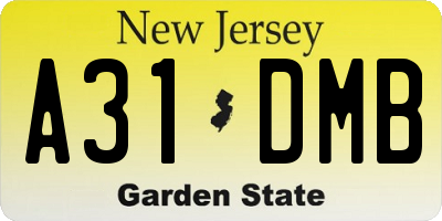 NJ license plate A31DMB