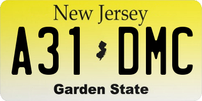 NJ license plate A31DMC