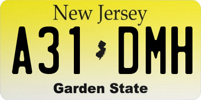 NJ license plate A31DMH