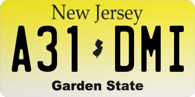 NJ license plate A31DMI