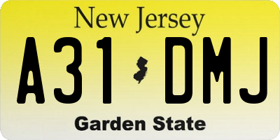NJ license plate A31DMJ