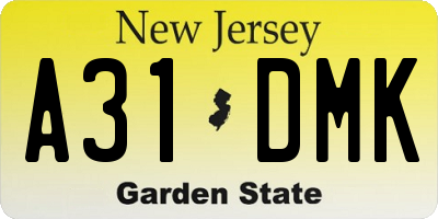 NJ license plate A31DMK