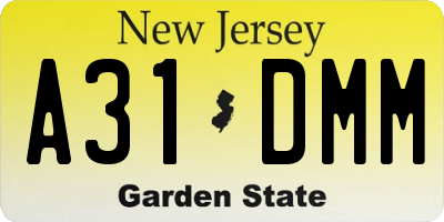 NJ license plate A31DMM