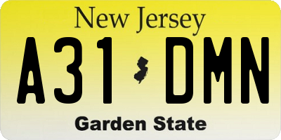 NJ license plate A31DMN