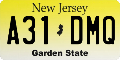 NJ license plate A31DMQ