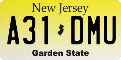 NJ license plate A31DMU
