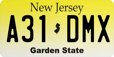 NJ license plate A31DMX