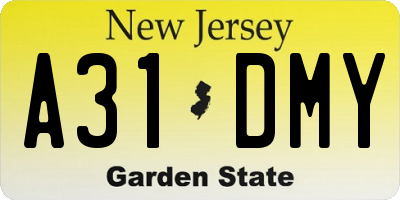 NJ license plate A31DMY