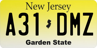 NJ license plate A31DMZ