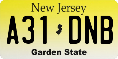 NJ license plate A31DNB