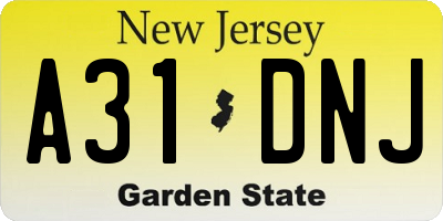 NJ license plate A31DNJ