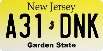 NJ license plate A31DNK
