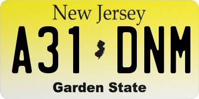 NJ license plate A31DNM