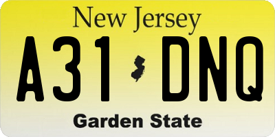 NJ license plate A31DNQ