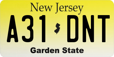 NJ license plate A31DNT