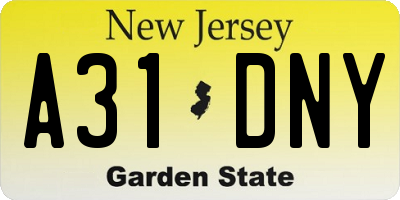 NJ license plate A31DNY