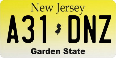 NJ license plate A31DNZ