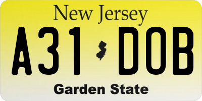 NJ license plate A31DOB