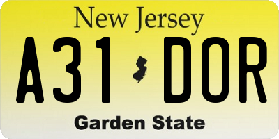 NJ license plate A31DOR