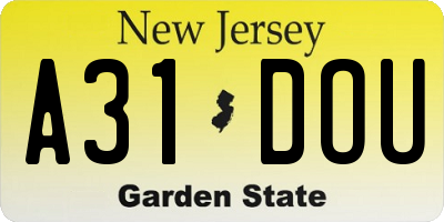 NJ license plate A31DOU
