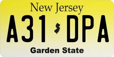 NJ license plate A31DPA
