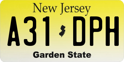 NJ license plate A31DPH